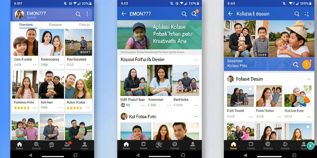 Tampilan utama EMON777 dengan berbagai pilihan kolase foto.