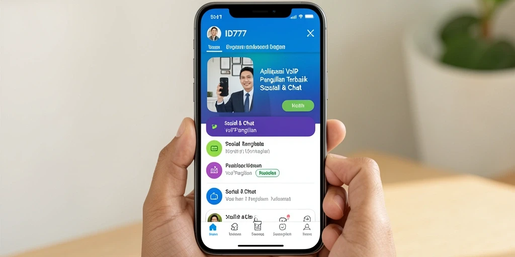 Tampilan antarmuka aplikasi VoIP Panggilan ID777 yang intuitif.