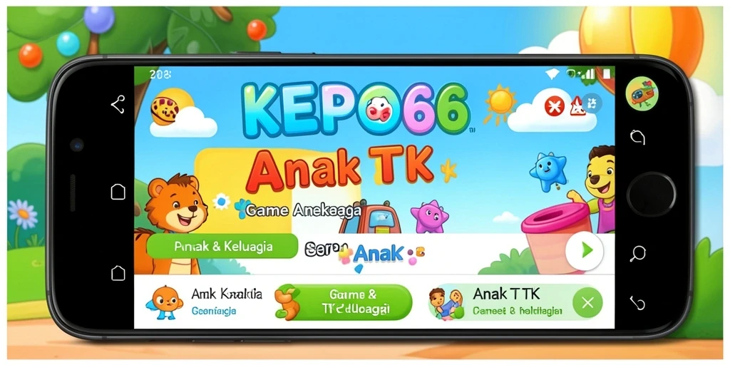 Antarmuka aplikasi KEPO66 yang cerah dan menarik untuk anak-anak.