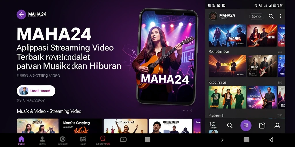 Antarmuka modern dan intuitif aplikasi MAHA24 untuk streaming video.