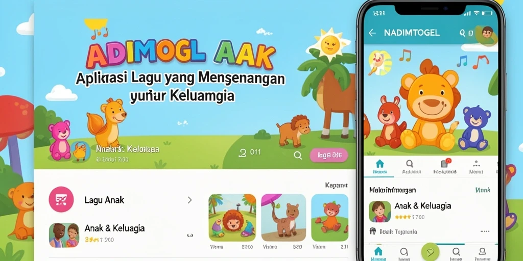 Tampilan antarmuka ceria dan interaktif dari aplikasi Lagu Anak NADIMTOGEL.
