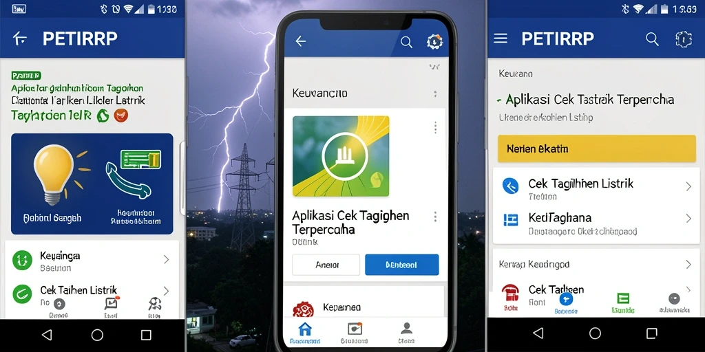 Tampilan antarmuka aplikasi PETIRRP untuk cek tagihan listrik.